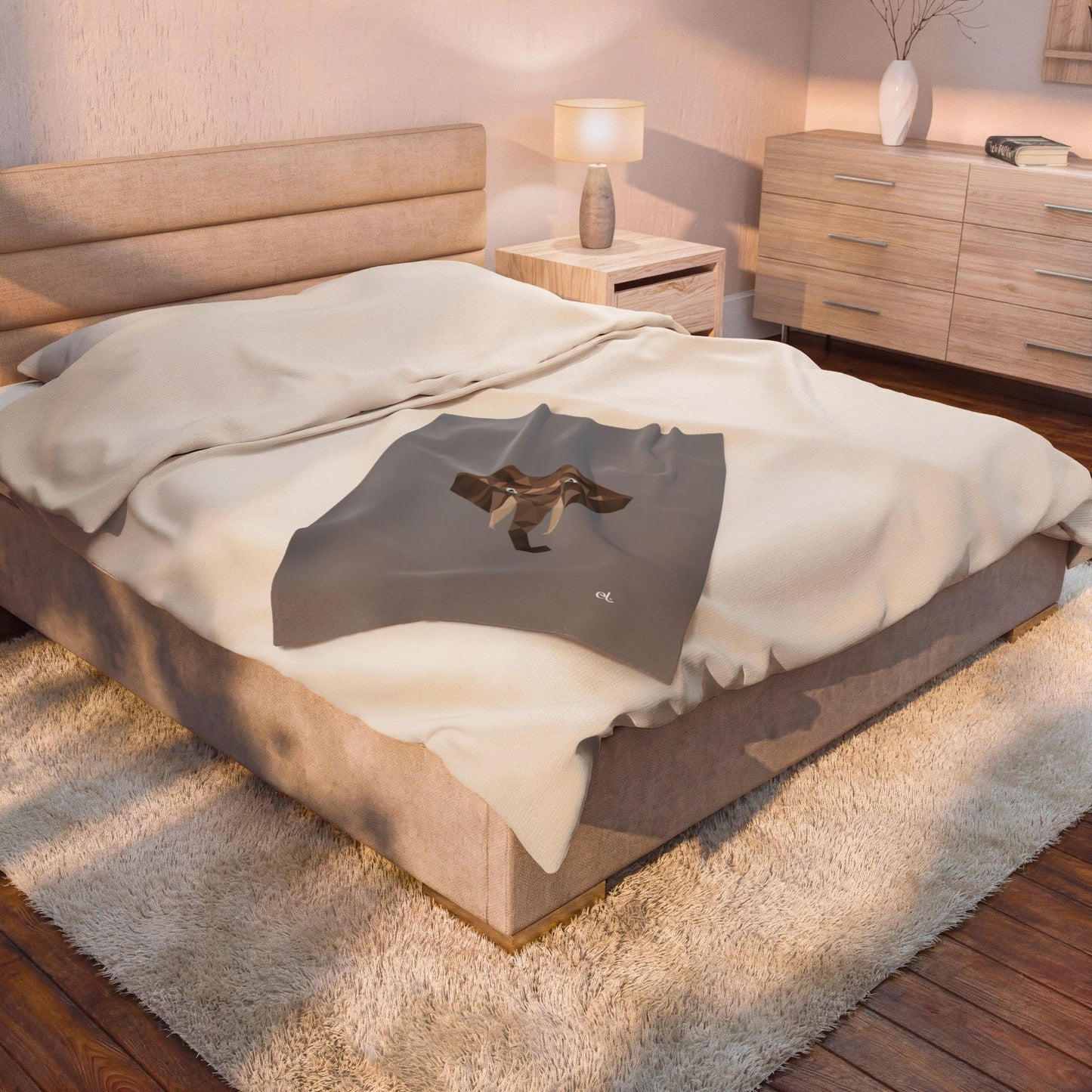 Savannah Geometry Plush Blanket Grey - African Art Throw Blanket - ELMUGO