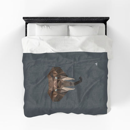 Savannah Geometry Plush Blanket Dark Grey - Geometric Safari Throw - ELMUGO