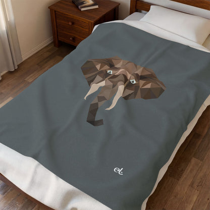 Savannah Geometry Plush Blanket Dark Grey - Geometric Safari Throw - ELMUGO