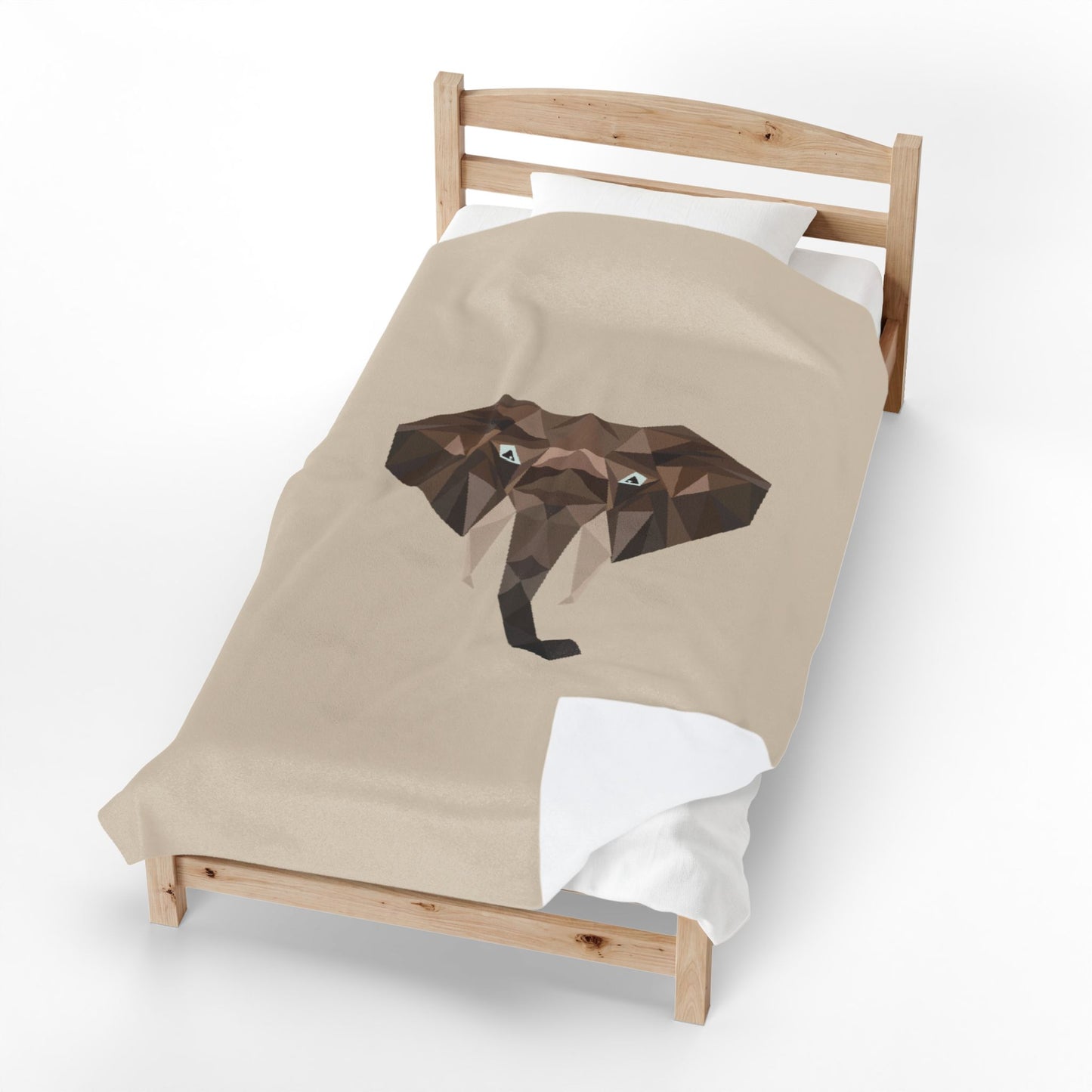 Savannah Geometry Plush Blanket Beige - Geometric Wildlife Throw - ELMUGO