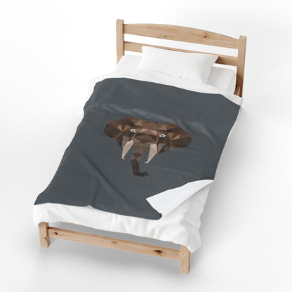 Savannah Geometry Plush Blanket Dark Grey - Geometric Safari Throw - ELMUGO