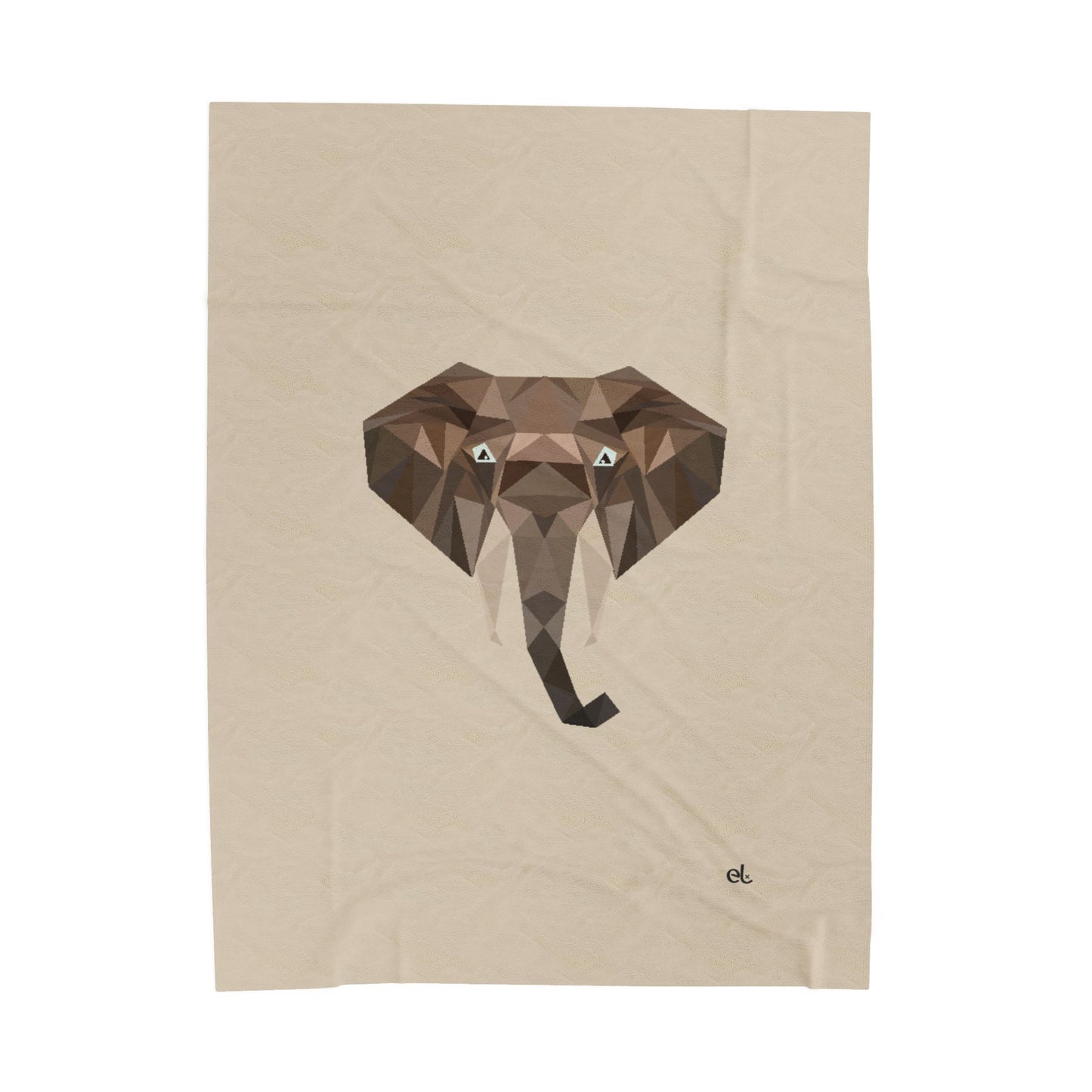 Savannah Geometry Plush Blanket Beige - Geometric Wildlife Throw - ELMUGO