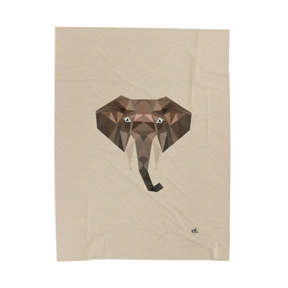 Savannah Geometry Plush Blanket Beige - Geometric Wildlife Throw - ELMUGO