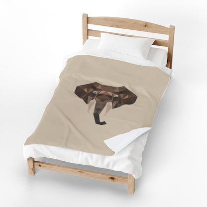 Savannah Geometry Plush Blanket Beige - Geometric Wildlife Throw - ELMUGO