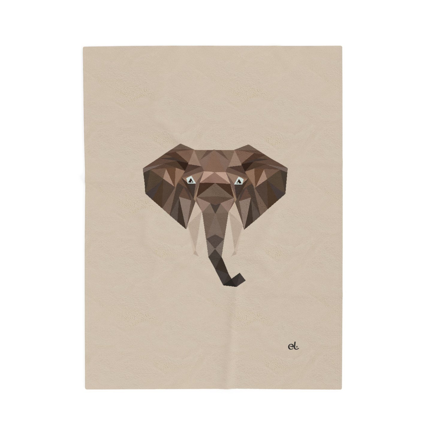 Savannah Geometry Plush Blanket Beige - Geometric Wildlife Throw - ELMUGO
