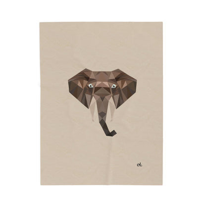 Savannah Geometry Plush Blanket Beige - Geometric Wildlife Throw - ELMUGO