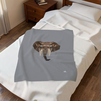 Savannah Geometry Plush Blanket Grey - African Art Throw Blanket - ELMUGO