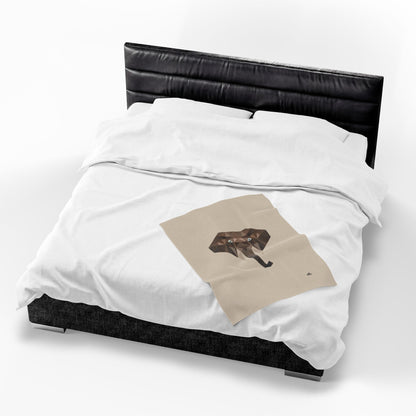 Savannah Geometry Plush Blanket Beige - Geometric Wildlife Throw - ELMUGO