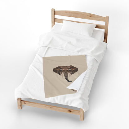 Savannah Geometry Plush Blanket Beige - Geometric Wildlife Throw - ELMUGO