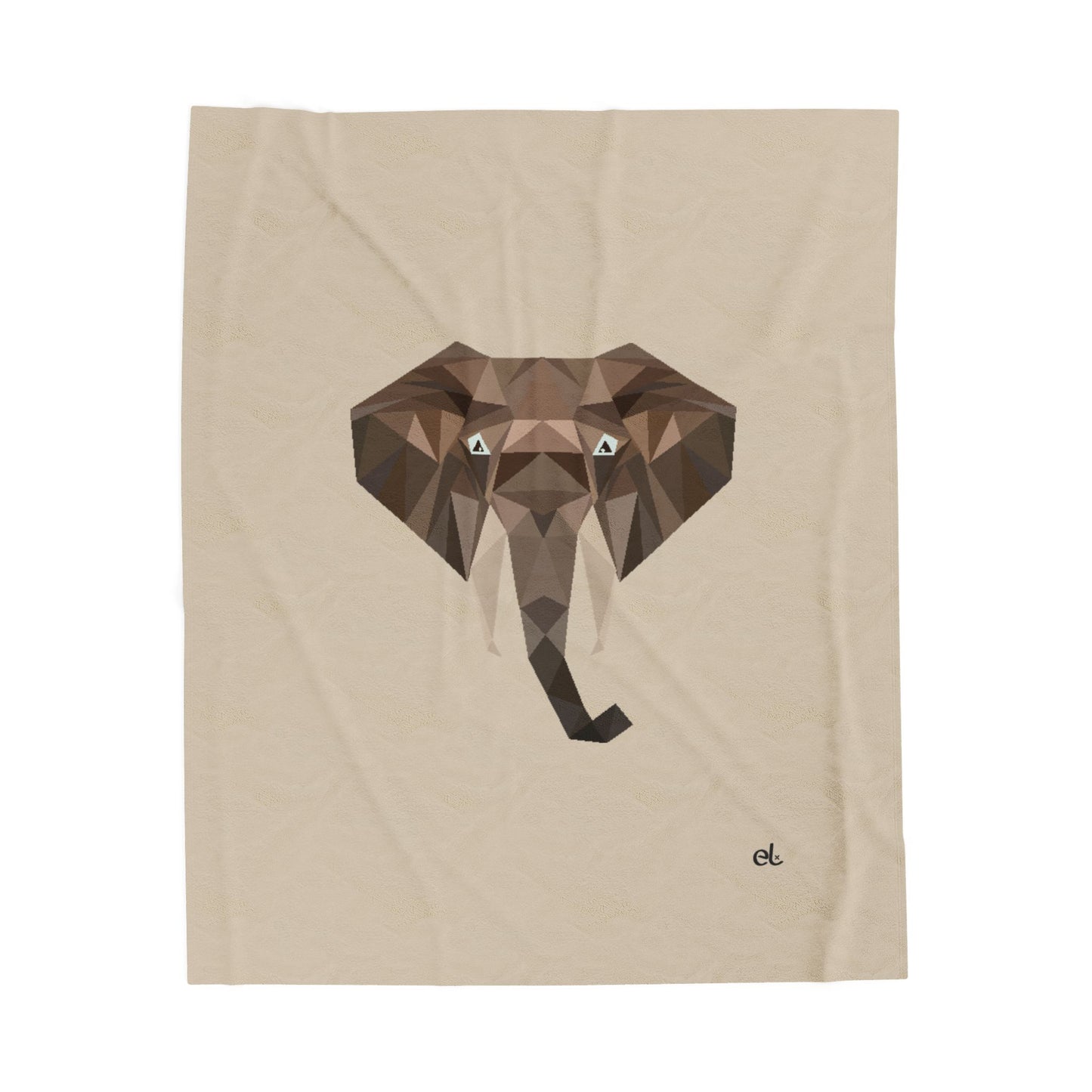 Savannah Geometry Plush Blanket Beige - Geometric Wildlife Throw - ELMUGO
