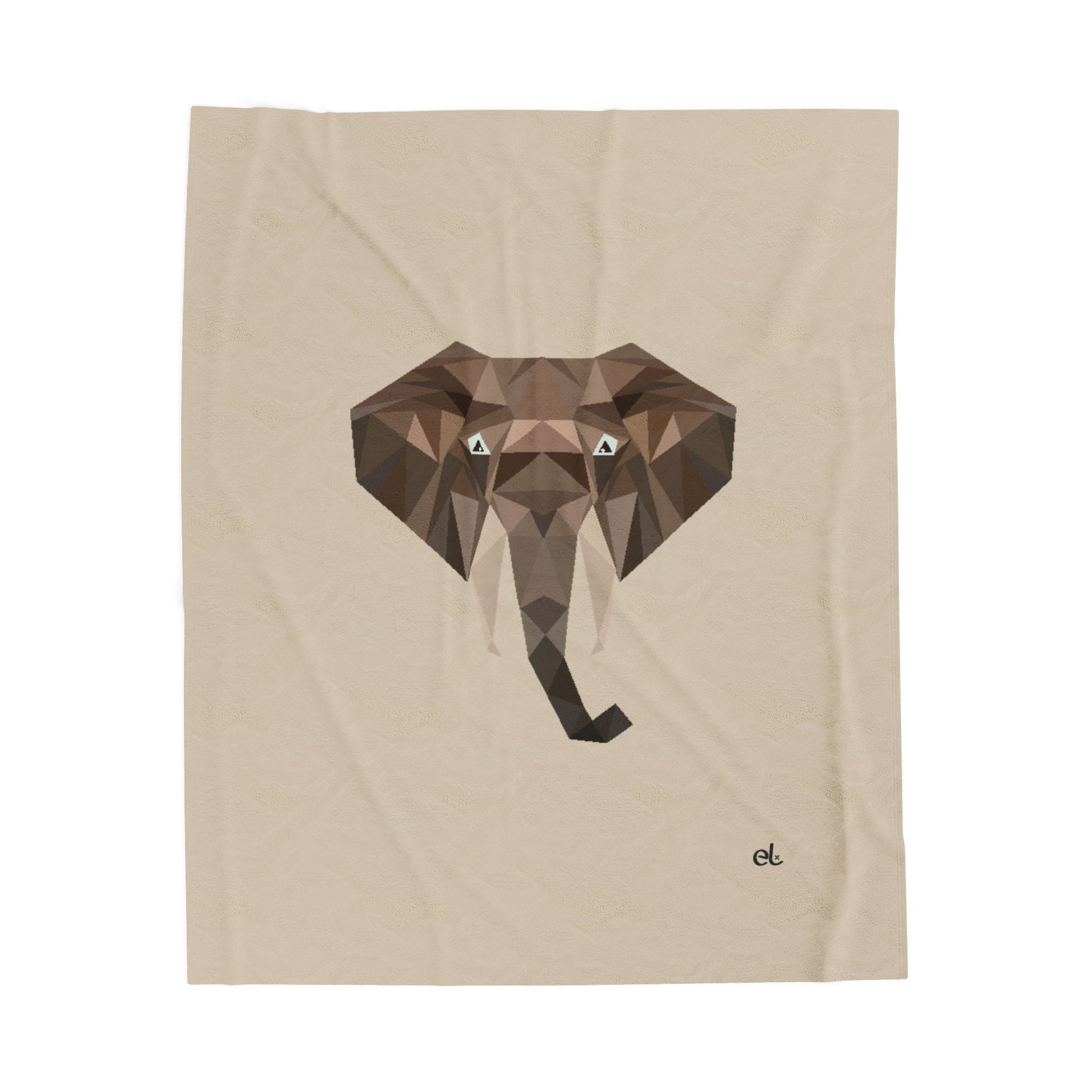 Savannah Geometry Plush Blanket Beige - Geometric Wildlife Throw - ELMUGO