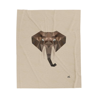 Savannah Geometry Plush Blanket Beige - Geometric Wildlife Throw - ELMUGO