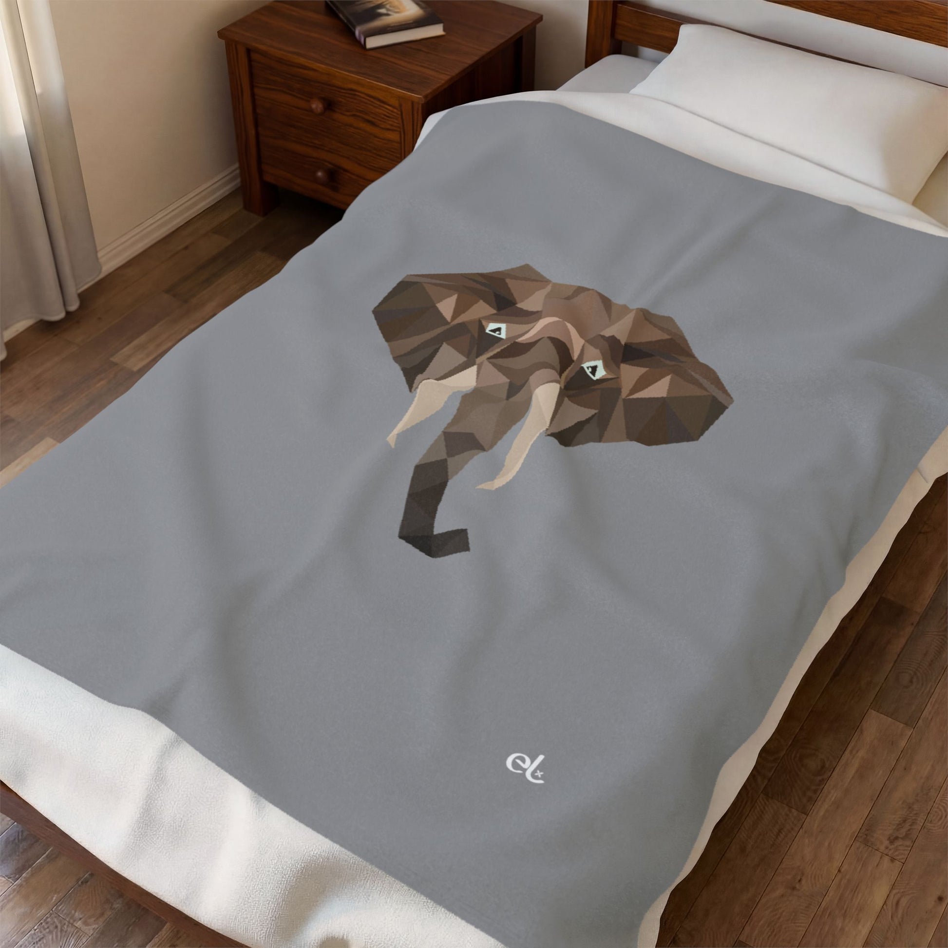 Savannah Geometry Plush Blanket Grey - African Art Throw Blanket - ELMUGO